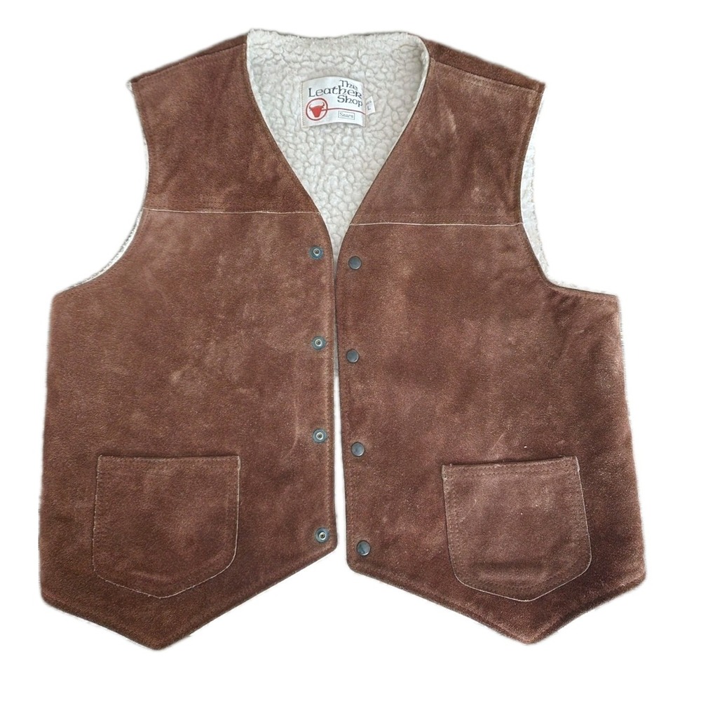The Leather Shop Sears Vintage 70s Suede Leather Vest Large